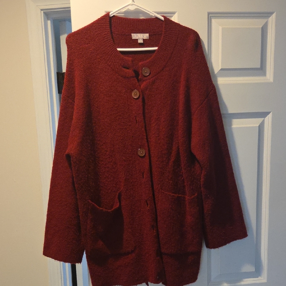 J Crew Women's Burgundy Cardigan with Button Accents